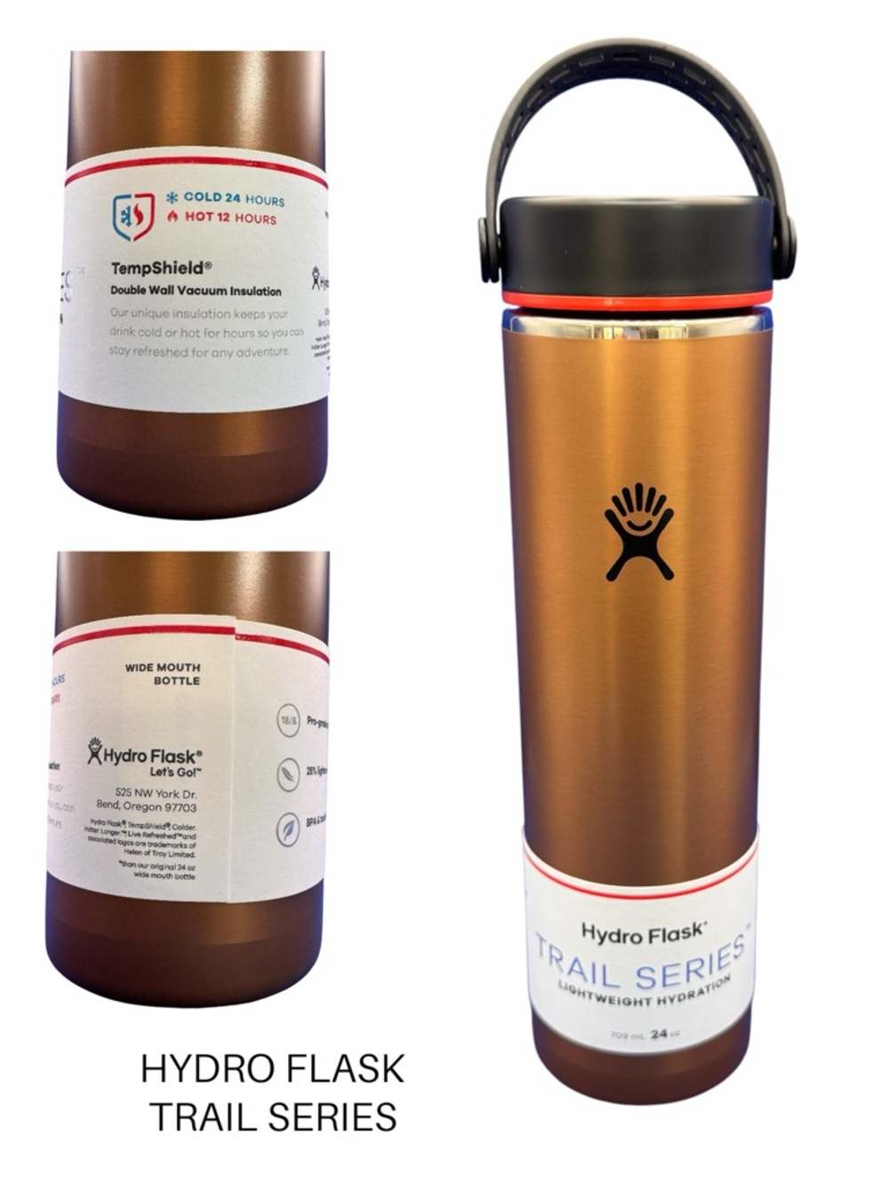 Hydro Flask Trail Series 24 oz Wide Mouth Insulated Water Bottle Gold (Clay)